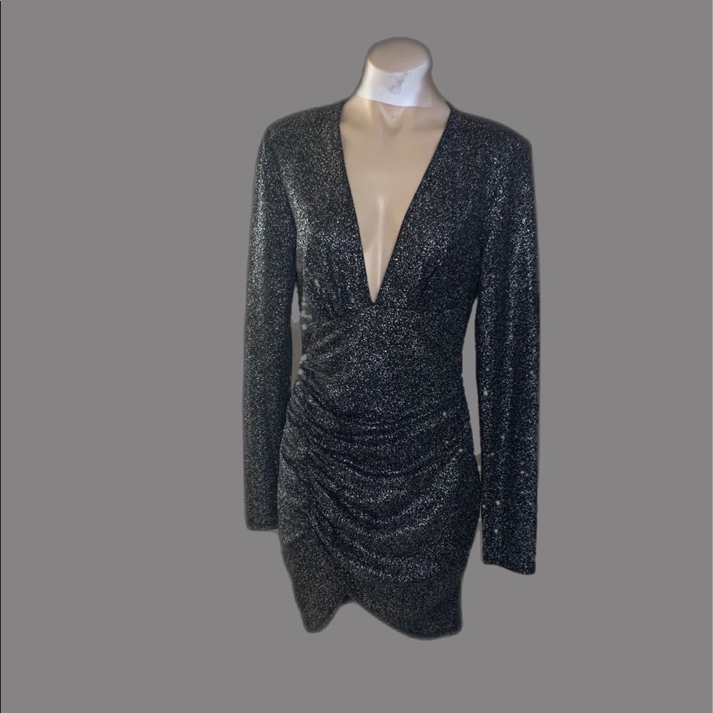 Black/Chrome Mini Dress Sz Large- NWOT